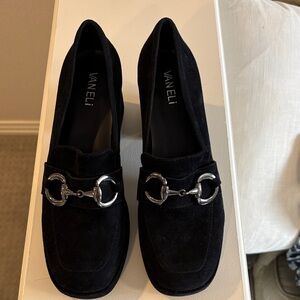 Vaneli Women's Vayle Block Herl Platform Loafers with Silver Buckle